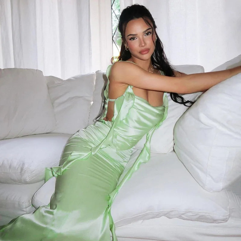 Celestine Ribbon Satin Maxi Dress