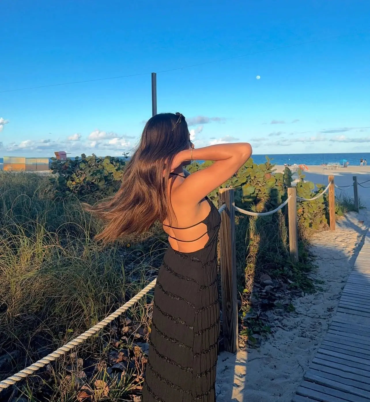 Isla Frill Hem Backless Maxi Dress