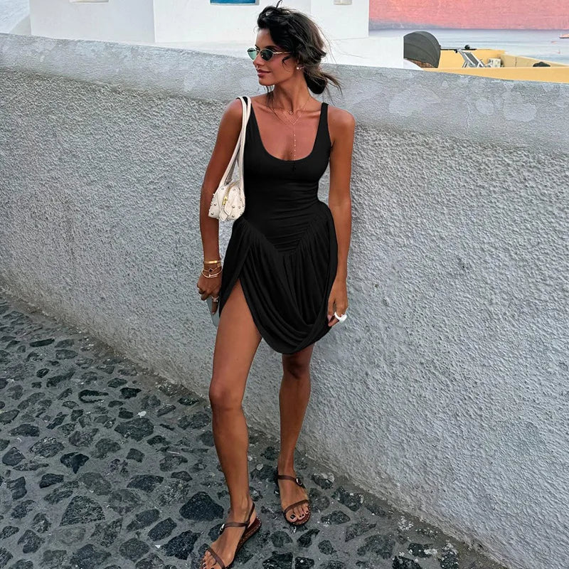 Coquette Pleated Split Mini Dress