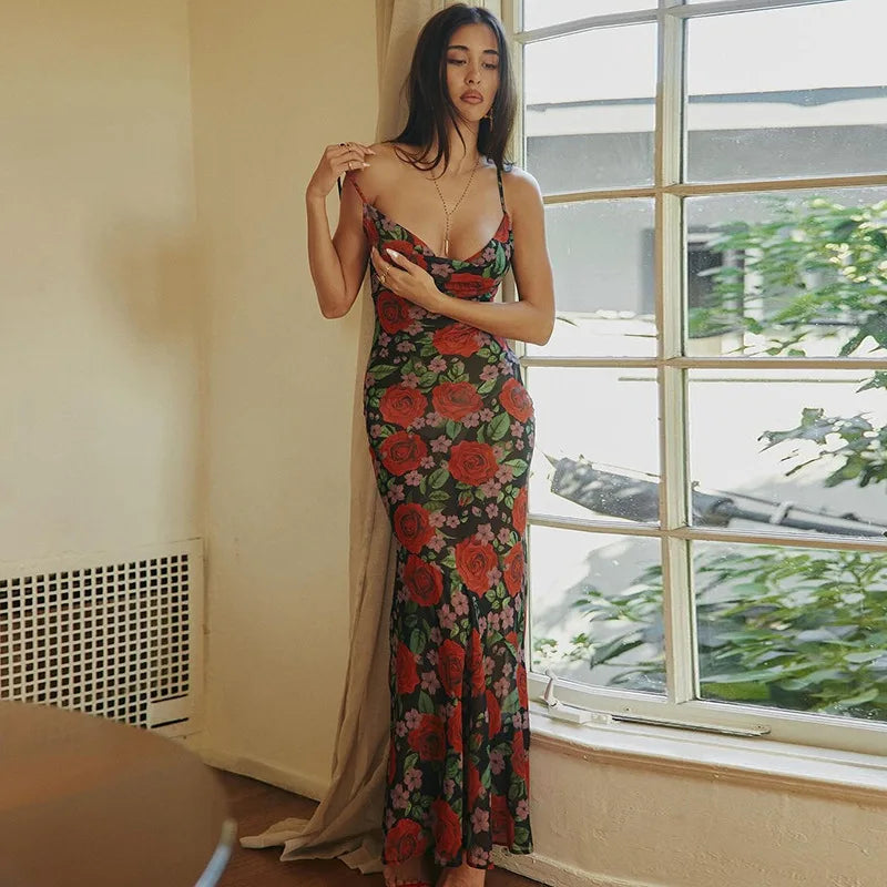 Bloom Draped Slip Maxi Dress