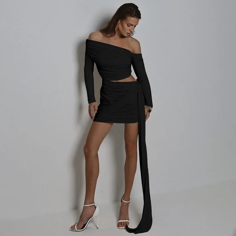 Amara Asymmetrical Ruched Two-Piece Set