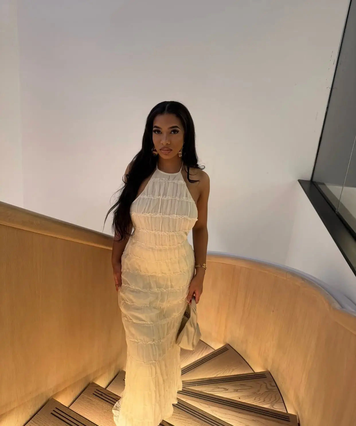 Isla Frill Hem Backless Maxi Dress