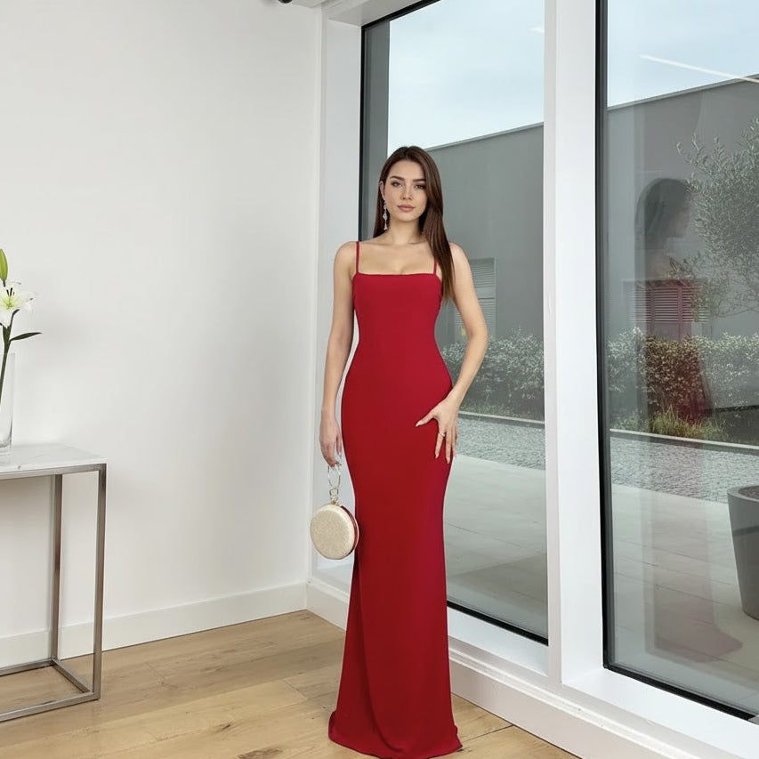 Soleia Backless Spaghetti Strap Maxi Dress